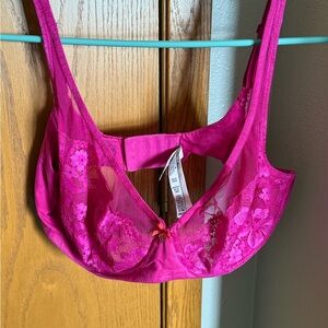 Victoria's Secret Hot Pink Lace Underwire Bra